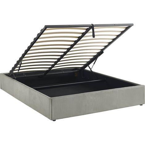 sweeek - Boxbett mit Lattenrost und Kopfteil 160x200cm fein gerippter Cord-Bezug