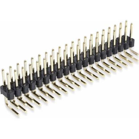 Stiftleiste, 2 x 20, 2,54 mm, gewinkelt, 0,8µ Au (Gold), 5 Stück (1/2)