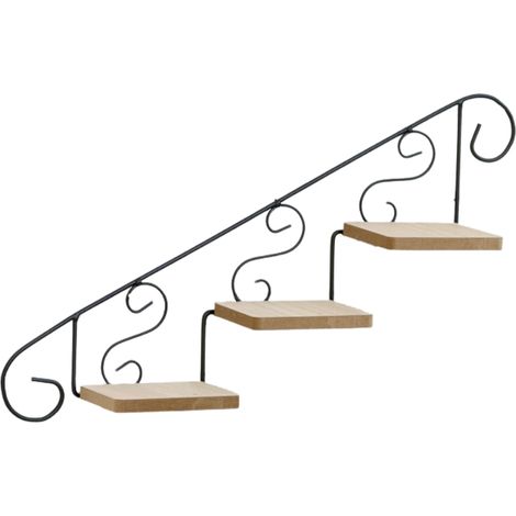 Support de Pot de fleur en forme d'escalier en fer rétro, étagère murale suspendue pour bureau d'étude, couloir, Art vers le haut (1/5)