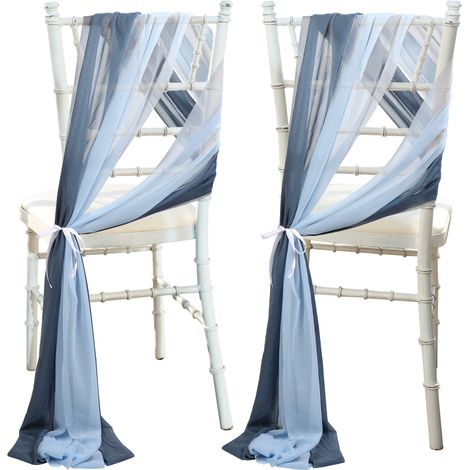 Hilo para decorar sillas en bodas [hilo para respaldo de sillas de pasillo] Poliéster A3, bicolor, 25 x 250 cm, 8 pares con cinta (1/5)