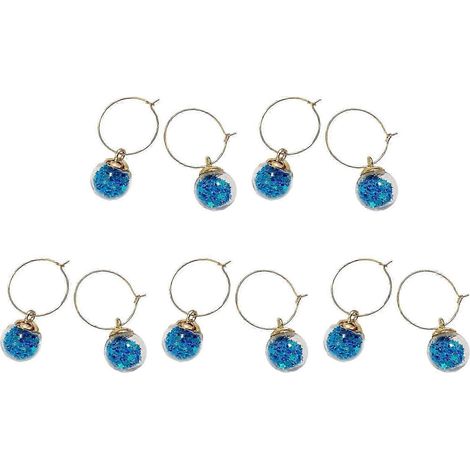 Lot de 10 étiquettes annulaires pour verres à vin, idéales pour les fêtes et célébrations à la maison. Étiquettes jaunes et bleu paon. (1/5)