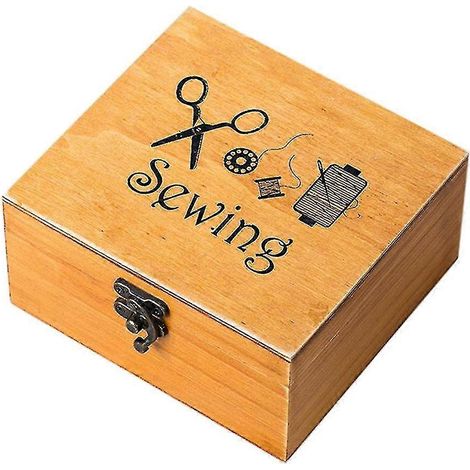 Ce coffret d'outils de couture comprend 200 mètres de fil à coudre et 30 types d'aiguilles à coudre différents, ainsi qu'une boîte en bois pratique et élégante. (1/5)