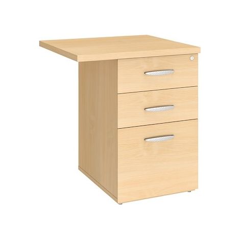 Caisson hêtre hauteur bureau 3 tiroirs avec extension Essens - Maxiburo