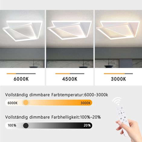 GBLY Deckenlampe Dimmbar Deckenleuchte LED- Weiße Schlafzimmerlampe 53W moderne Wohnzimmerlampe 48cm Küchenlampe für Küche Flur