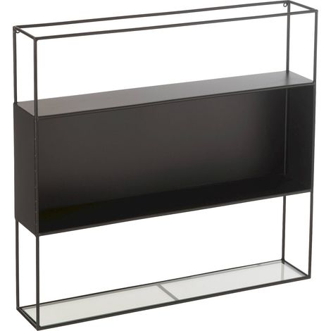 Étagère murale en métal noir et verre design moderne - Noir métal et verre transparent (1/5)
