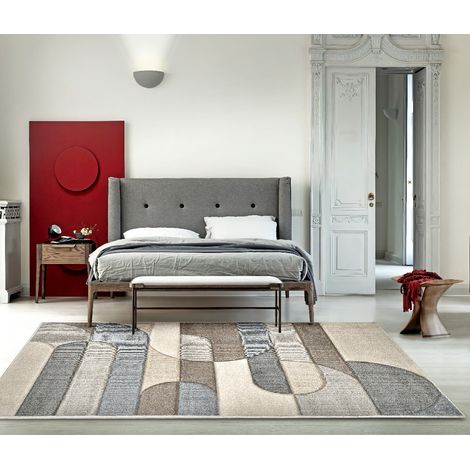 Tappeto salotto arredo casa FUNNY H8231 grigio beige design moderno contemporaneo cm.120x170 (1/3)