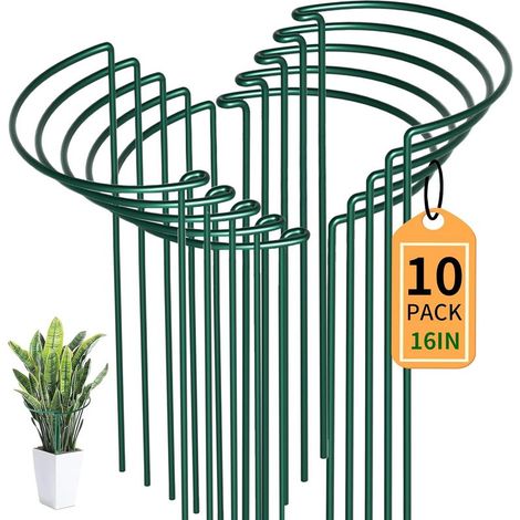10x Tuteurs Pour Plantes, Piquets Verts Demi-Ronds Support Plantes Plante,Aidez Vos à Pousser - Anneau de Plante Pieux Hortensias, 25x40cm (1/5)