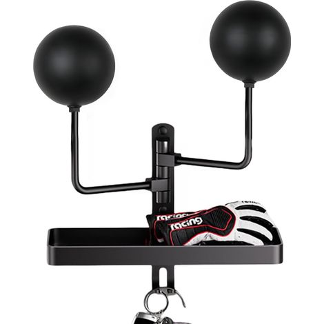 Support de Casque Moto, Porte de Casque Mural de Rotation 180° Affichage, Pas Besoin de Percer Des Trous, Double Balle, Accessoires Moto pour Accrocher Le Casque et La Veste de Moto Au Mur (1/5)