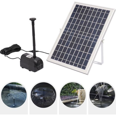 Fontaine solaire 10W - Pompe 1000L/h - Hauteur max 1,5m - IP68 - ABS - Pour jardin, bassin, étang - Écologique - Sans électricité