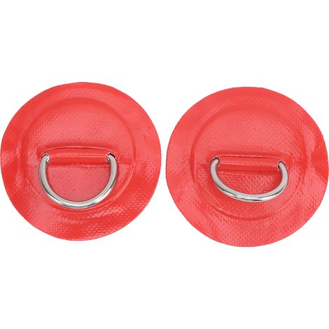 2 pièces Anneaux D Inflatable Boat Patch de Rénovation PVC avec Boucle Fixe en Acier Inoxydable (Rouge)