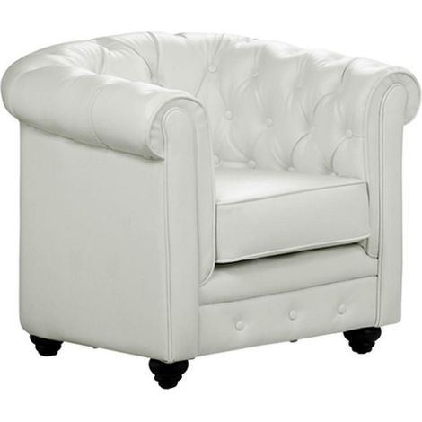 Fauteuil en simili CHESTERFIELD - Blanc