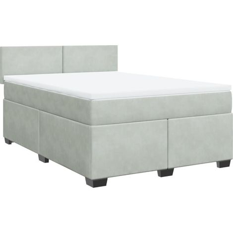 Maison Exclusive - Sommier à lattes de lit et matelas Gris clair 140x200cm Velours (1/5)