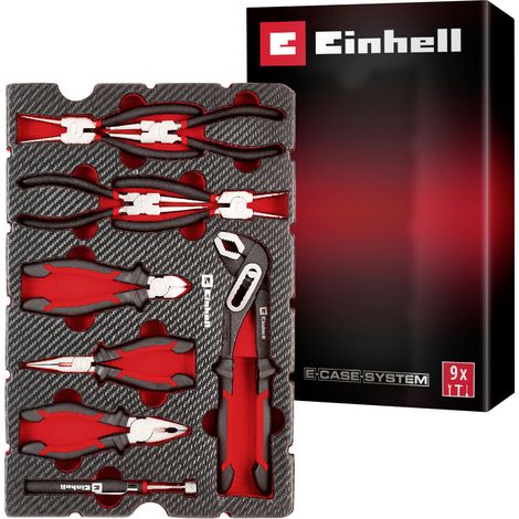 Original Einhell E-Case Pad 9-tlg. Zangen (Sprengringzangen-Set, Wasserpumpenzange, Kombizange, Telefonzange, Seitenschneider, Teleskop-Magnet, E-Case-System) (1/5)