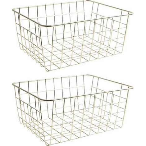 Panier de congélation, acier inoxydable, grande capacité, boîte de rangement en fer pour fruits, en-cas et boissons au réfrigérateur, lot de 2, doré (1/5)