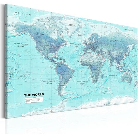 Quadro - World Map: Sky Blue World - 120x80 (1/4)