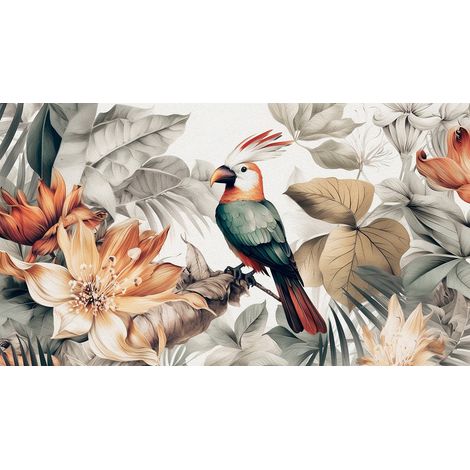 Papier peint panoramique - Fleurs Oiseau - 130 cm x 73 cm (1/2)
