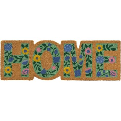 Paillasson en noix de coco à motif floral, 75 x 25 cm (1/5)