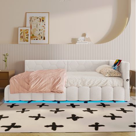 letto contenitore 90x200 LED USB idraulico bianco OKMYHOME (1/5)