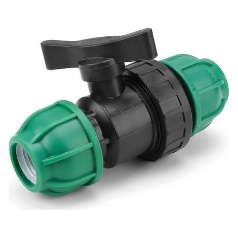 Vannes à Bille de Raccordement de Tuyau PE, 25 mm Raccord de Tuyau Robinet à Boisseau Sphérique à Double Ecrou, Vanne Pour Convient Pour les Piscines et L'irrigation Agricole (1/5)