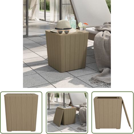 The Living Store Table de jardin avec couvercle amovible marron polypropylène - Table De Jardin - Table Extérieure - Mobilier De Jardin - Table En Polypropylène - Table Avec Rangement (1/5)