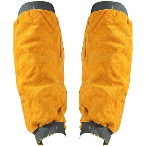 Welding sleeves for men and women, 2 pieces, 572°F, gardening, welding, spatter-resistant, thorn-proof, leather long cuffs, sleeves, anti-scald sleeve, heat protection (1/4)