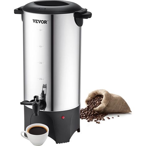 Percolateur à Café 7,4 L 50 Tasses Distributeur de Boissons Chaudes en Acier Inoxydable Filtre Permanent Marmite à Vin Chaud 90-98 ℃ Maintenu Infusion Rapide Appareil Chauffe Eau Thé Chocolat (1/5)