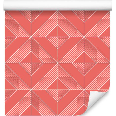 Papier peint géométrique à losanges corail, détails fins 50x1000 cm (1/5)