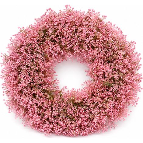 Ghirlanda decorativa 36 cm floreale - rosa - ghirlanda per porta, parete (1/5)
