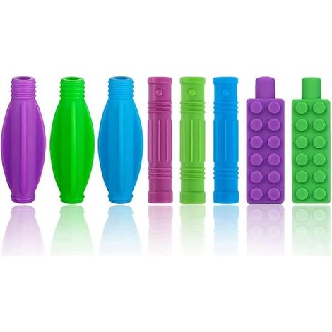 TCGG Lot de 8 protège-pointes de stylo Macher, protège-pointes de stylo à mâcher Macher pour enfants (1/5)
