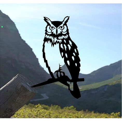 Metal Bird Steel Silhouette,Branch Birds Decoration, Statue Birds Figure Art Tree Decor, Backyard Bird for Outdoor Patio Garden Decorations (A-Owl) (1/5)
