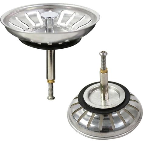 Spülsieb, Abflusssieb aus Edelstahl (80 mm), Spülbeckenstöpsel mit Sieb, Universal-Filterstopfen für Küchenspülen und Waschbecken, rostbeständig (Silber)
