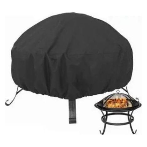 Lntyq Housse de protection pour brasero rond, cordon de serrage pour imperméable, coupe-vent, résistant aux UV, tissu Oxford 80 x 65 cm pour four, table à manger et chaises et jardin (1/5)