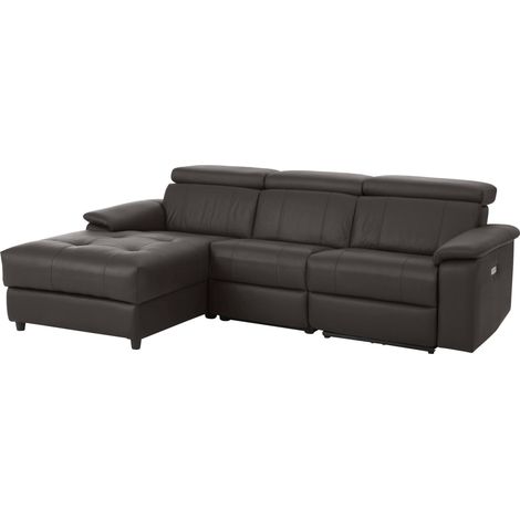 Tanaro-Chaise longue Canapé 3 places droite avec fonction électrique en PU marron