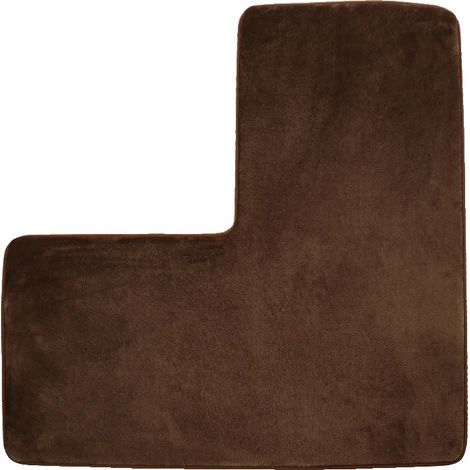 Tappetino da bagno a forma di L, antiscivolo in memory foam, morbido e assorbente, 80x80 cm, caffè scuro-1 (1/2)
