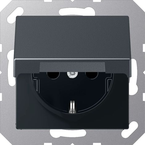 Jung Toma de corriente SCHUKO®, 16 A 250 V , SAFETY+, tapa abatible, termoplástico lacado, Serie A, antracita mate A 1520 BFKIKL ANM