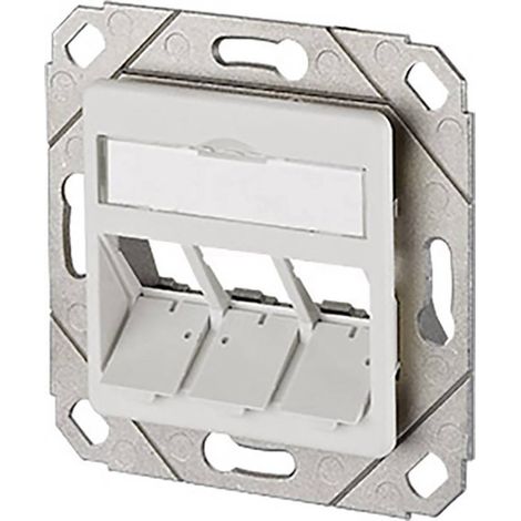 Metz Connect Prise réseau encastré insert avec plaque centrale non équipé 3 ports blanc pur (RAL 9010) X022101 (1/2)
