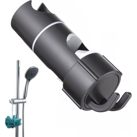 Barre de douche universelle pour barres de 18 à 25 mm, support de douchette réglable avec 2 crochets, support de montage en ABS chromé, accessoire de salle de bain facile à installer.