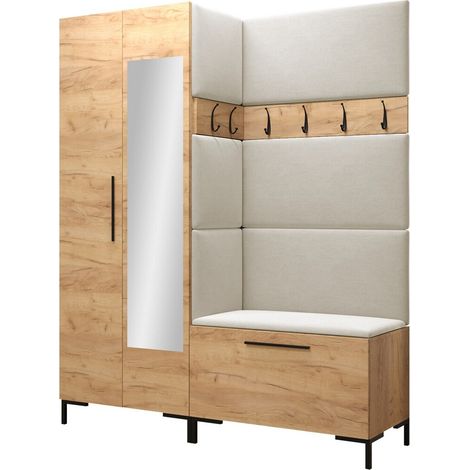Meuble d'entrée Nomal IX, Manila 02, 196x158x46cm, Disponible, Stratifié, Tissu, À poser, Murale