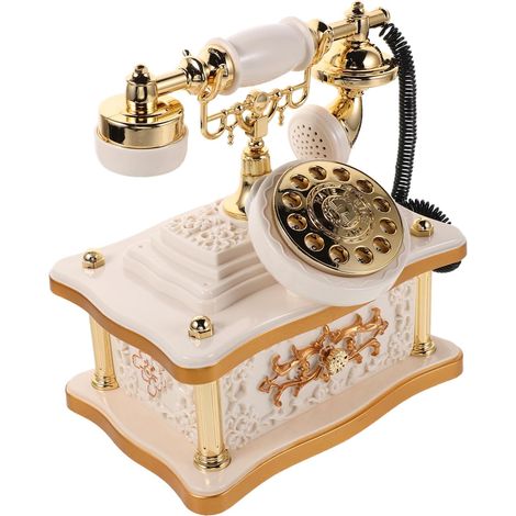 Téléphone à Cadran Rétro Boîte à Musique Décor Vintage pour Bureau Salon Entrée Cadeau Élégant (1/5)