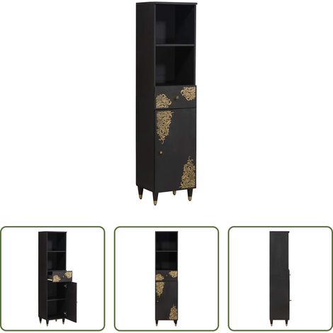 Buffet moderne - Armoire de salle de bain avec tiroir Noir 38 x 33 x 160 cm (1/5)
