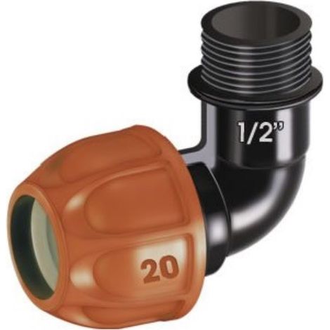 Winkelverschraubung für 20mm Rohr mit 1-2" Außengewinde