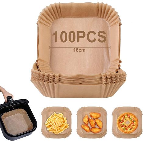 Air Fryer Parchment Paper, 100 Pieces 16cm Air Fryer Baking Paper Liner, Disposable Non-Stick Oil-Free Parchment Paper Air Fryer Accessories for 3-4.5L Air Fryer (1/5)