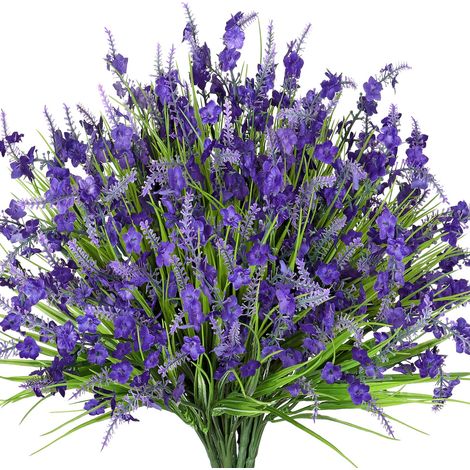 12 Pièces Fleurs Artificielles Extérieures Violet Lavande Plantes Extérieur Résistantes aux UV Faux Fausse Fleurs Verdure Arbustes Jardin Balcon Fenêtre Jardinière Décoration (1/5)