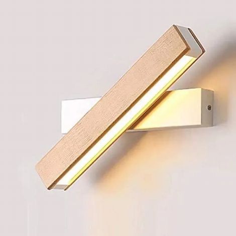 Applique Murale Intérieur LED Rotation 360° - Bois Massif - Chambre (1/4)
