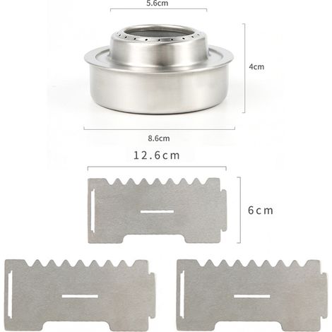 Poêle à alcool de camping en acier inoxydable, portable et anti-vent pour randonnée et pique-nique (1/4)