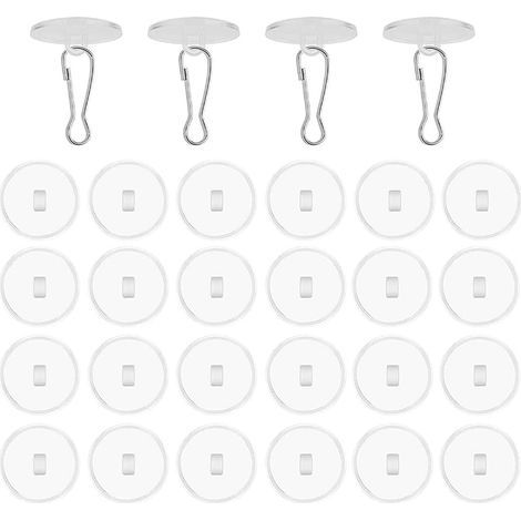 CCYKXA 30 Pack Clear Ceiling Hooks Self Adhesive No Drilling Ceiling Support Hooks with Flag Pole Clips Decorative Hooks for Hanging Wind Chimes Living Room Bedroom Bathroom