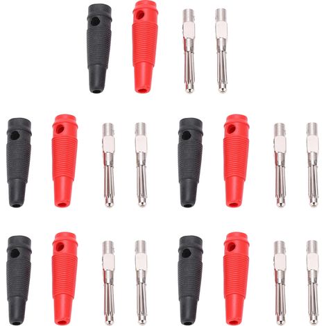 10 fiches banane 4mm 7 broches empilables 32A 1000V noir rouge, avec gaine souple, serrage à vis, pour enceintes audio (1/5)