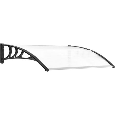Auvent Marquise de Porte Design voûté Arrondi dim. 100L x 80l x 23H cm Polycarbonate Plastique Noir (1/5)