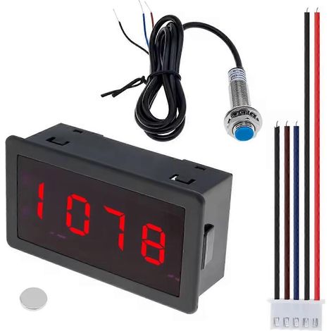 Drehzahlmesser mit 4-stelliger LED-Anzeige, hochpräzise für Motoren mit Hall-Näherungssensor (1/5)
