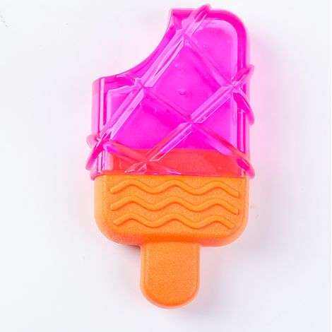TPR Hundespielzeug, bissfest, kühlendes Kauspielzeug mit Geräusch für kleine Hunde und Teddys, Eisgefühl zur Zahnreinigung, Modell Orange und Rosa (1 Stück)-lsw (1/2)